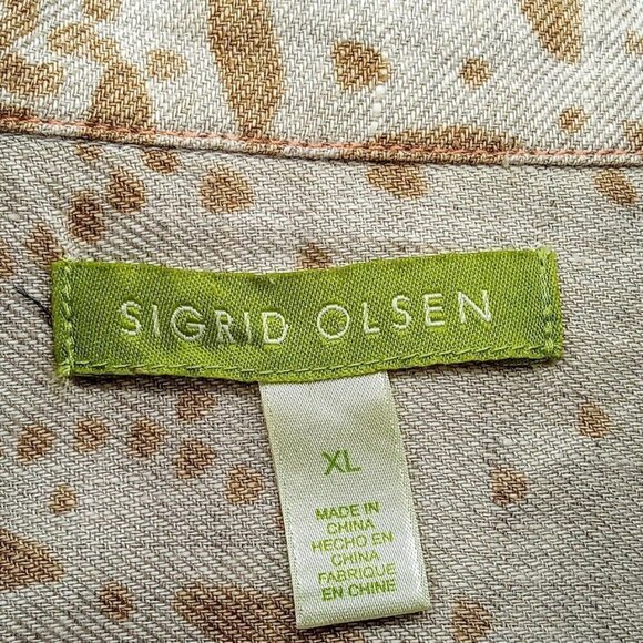 Sigrid Olsen Cream Tan Peach Linen Jacket - Picture 5 of 6